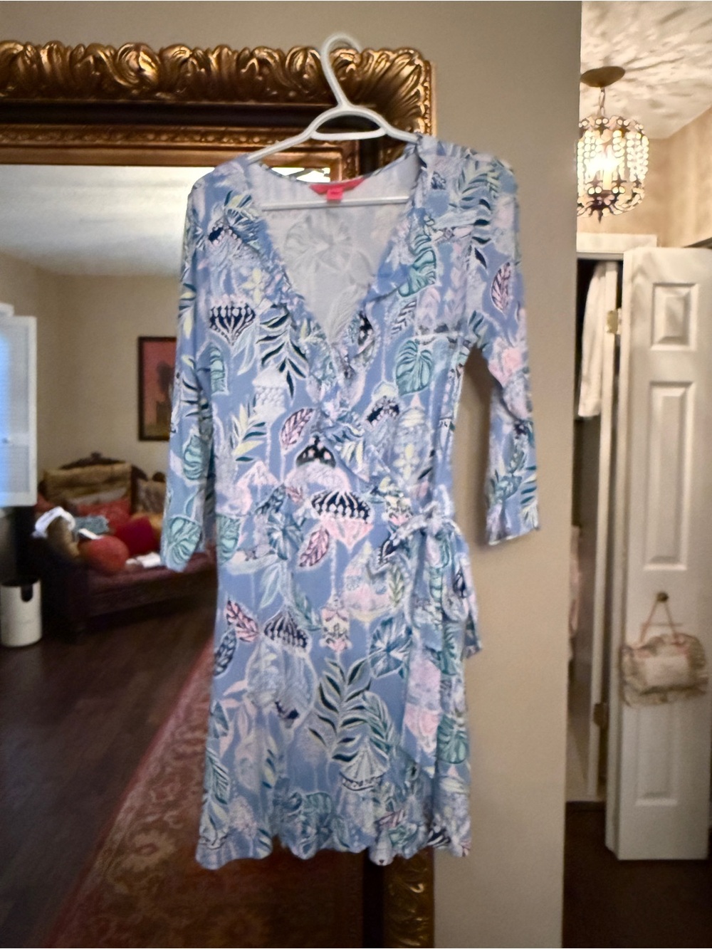 Lily Pulitzer Pastel Blue Floral Leaf Wrap Skort Dress